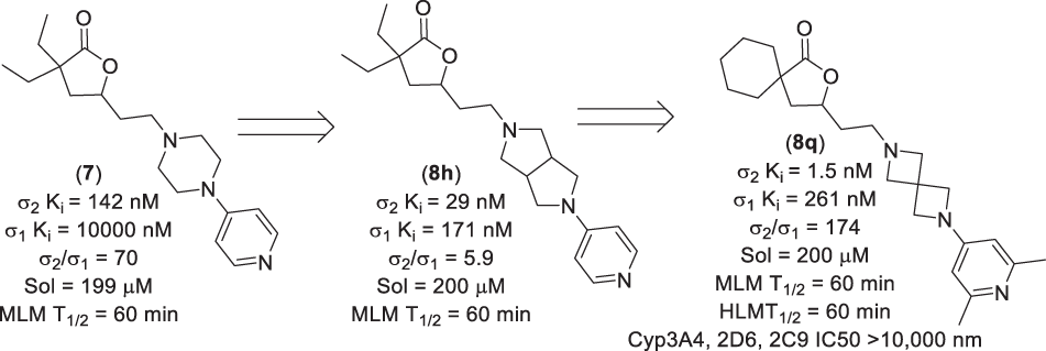 Increased rigidity and bioisosteric replacement in the design, synthesis and preliminary evaluation of novel, functionalized 3,3-dialkyl-γ-butyrolactones as sigma-2 ligands