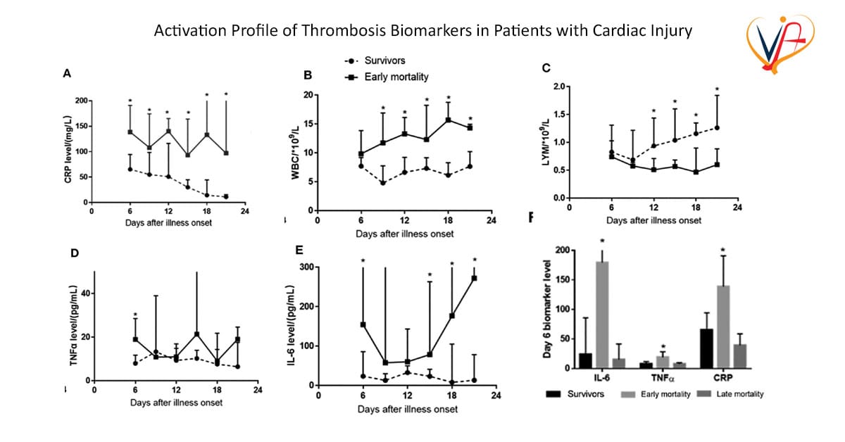 IL-6 and D-dimer Levels at Admission Predict Cardiac Injury and Early Mortality during SARS-CoV-2 Infection