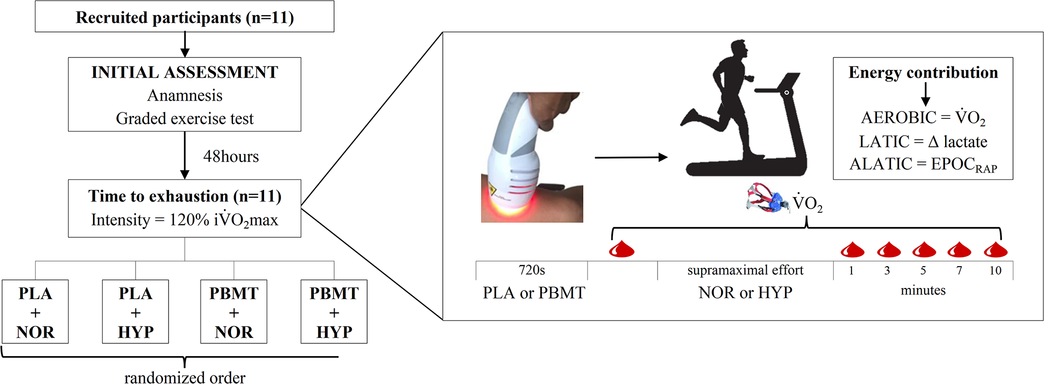 Influence of photobiomodulation on energy contribution in normoxia and hypoxia conditions in amateur runners: a single-blinded and randomized crossover pilot study