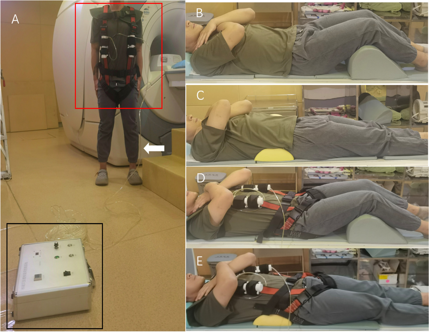 Effects of axial loading and positions on lumbar spinal stenosis: an MRI study using a new axial loading device