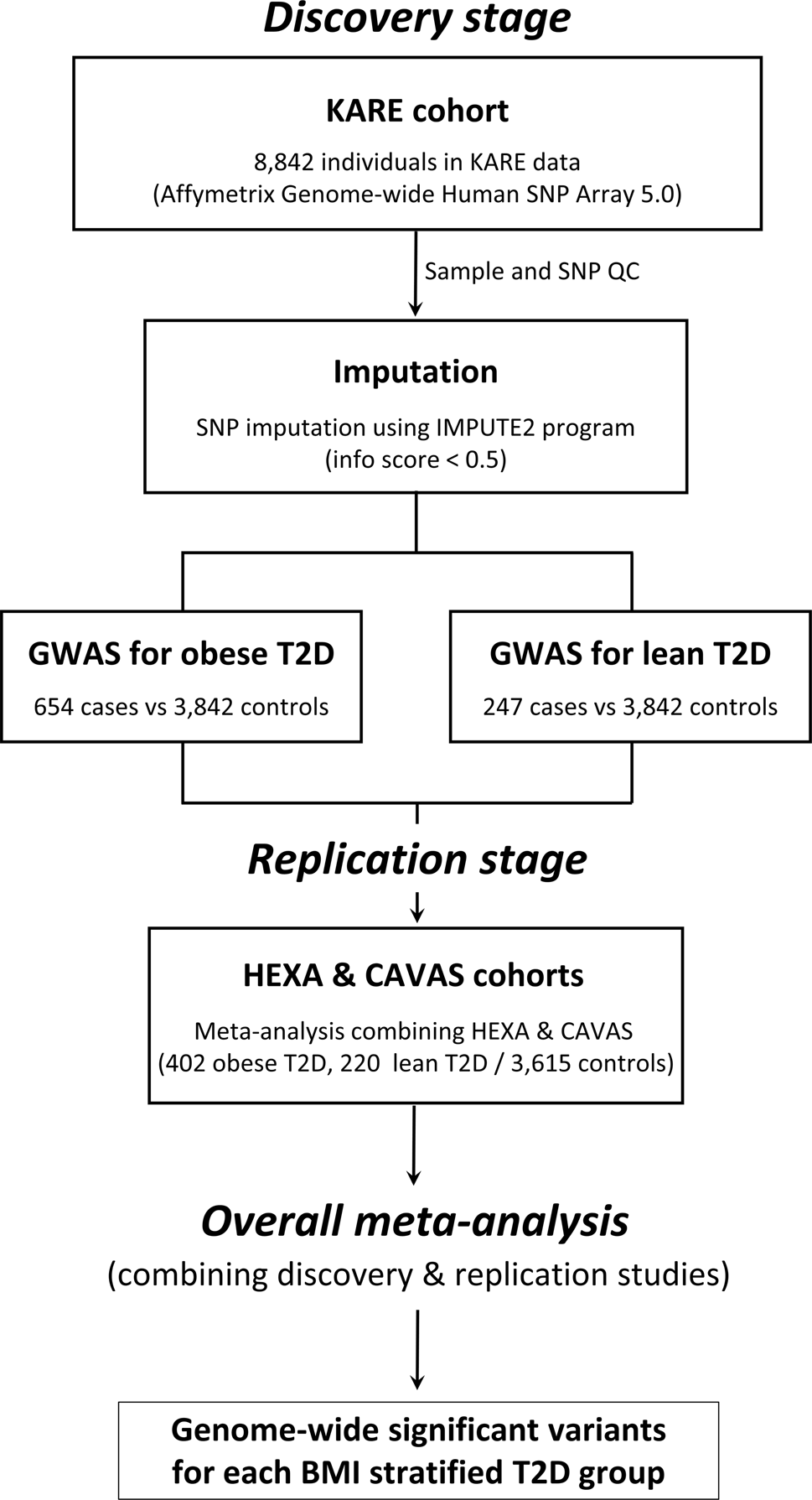 Identification of genetic loci enriched in obese or lean T2D cases in the Korean population
