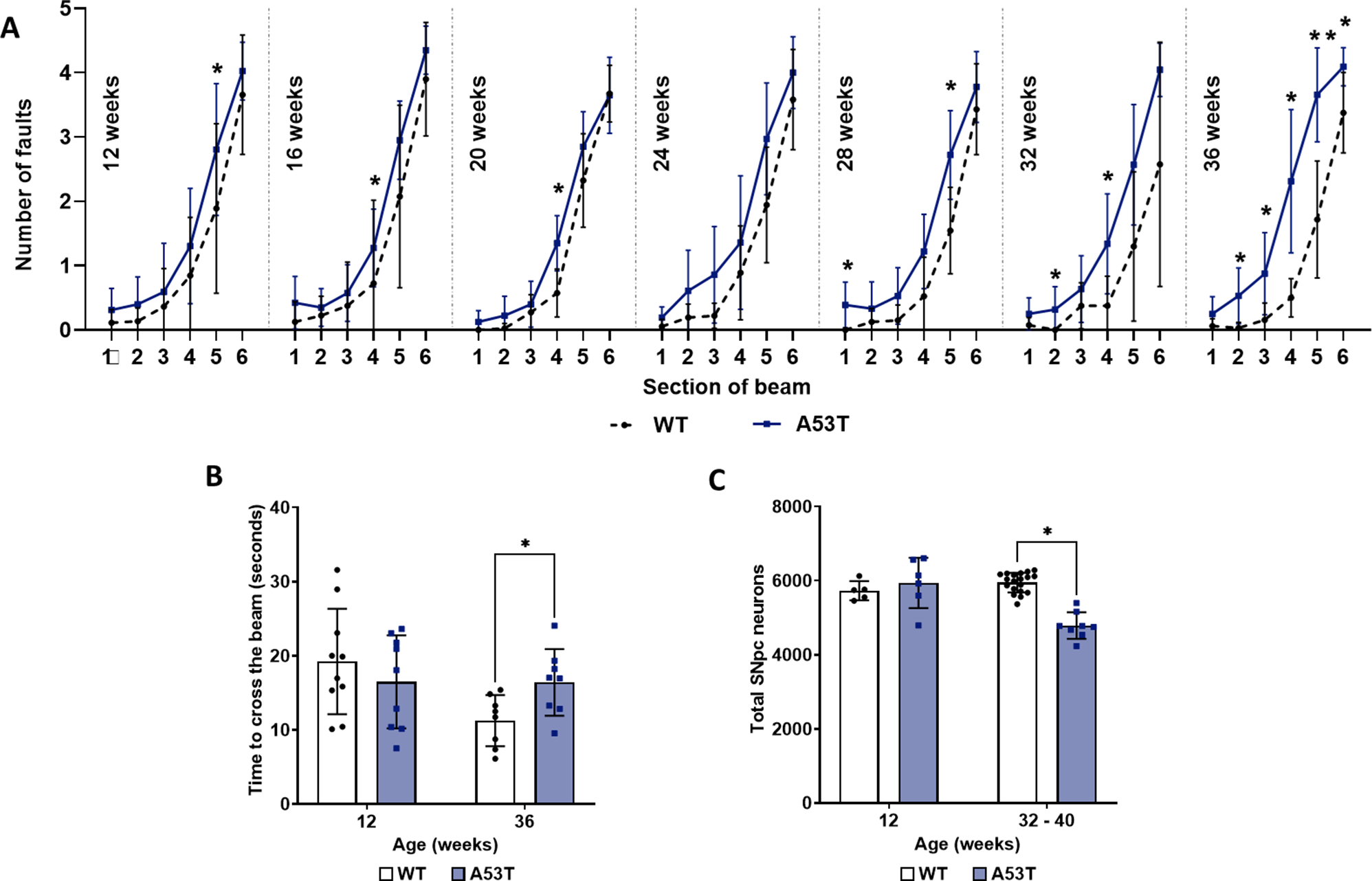 Assessment of gastrointestinal function and enteric nervous system changes over time in the A53T mouse model of Parkinson’s disease
