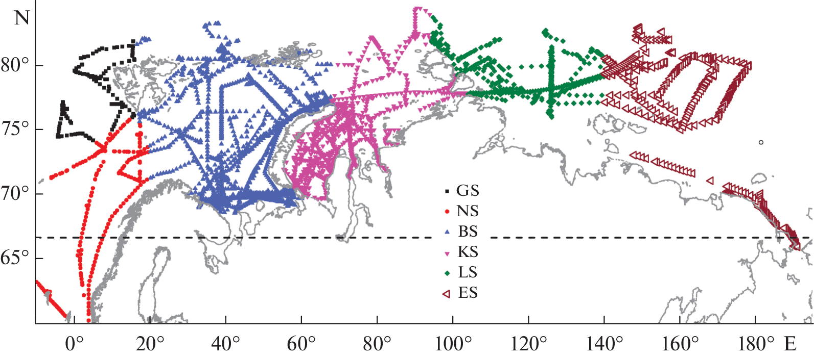 Features of the Spatial Distribution of Atmospheric Aerosol in the Eurasian Sector of the Arctic Ocean