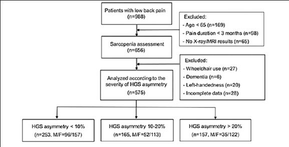 Evaluation of Handgrip Strength Asymmetry to Assess Sarcopenia in Older Patients with Chronic Low Back Pain: A Retrospective Cross-Sectional Study
