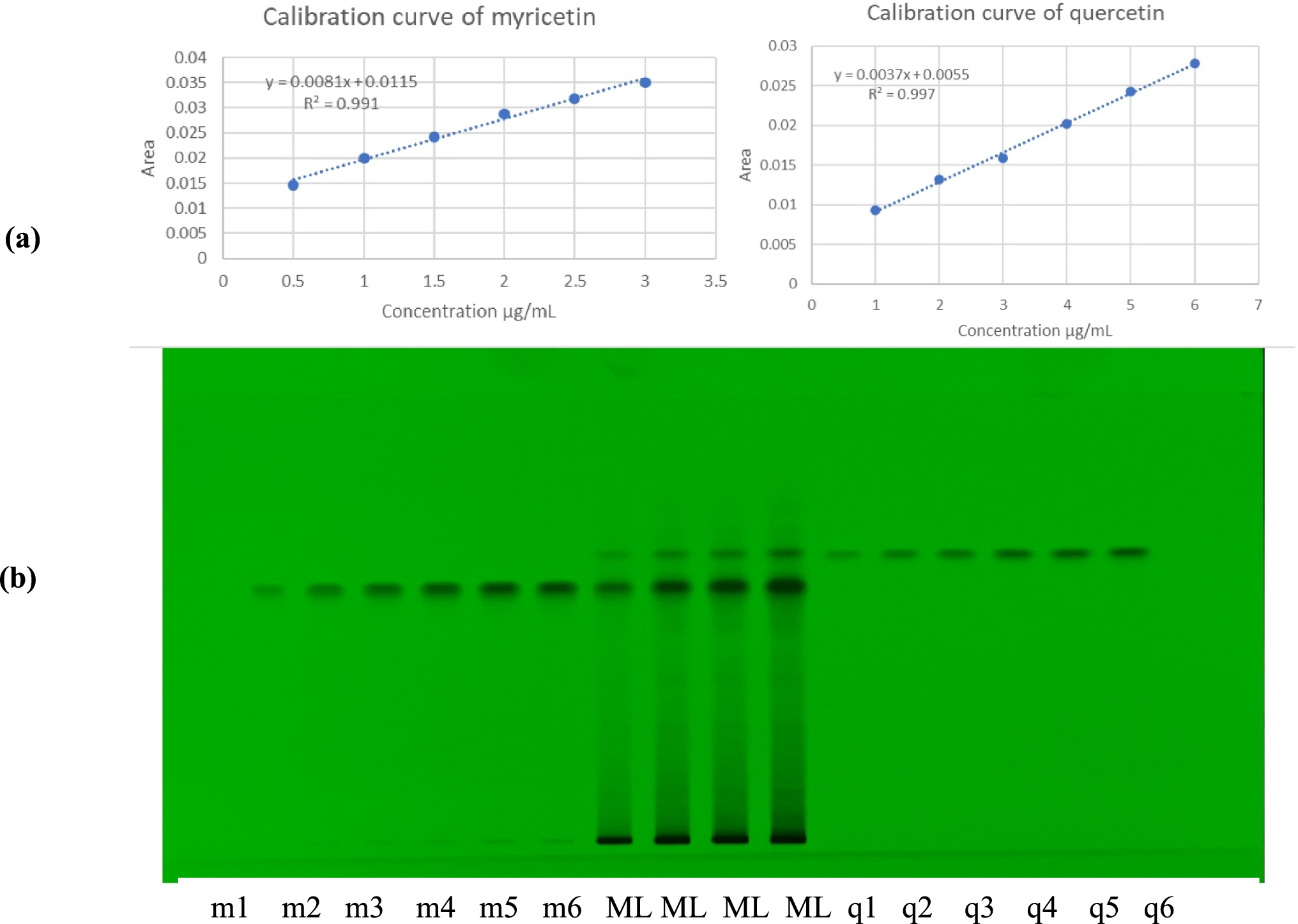 Development and validation of high-performance thin-layer chromatography (HPTLC) and high-performance liquid chromatography (HPLC) methods for the simultaneous determination of myricetin and quercetin in