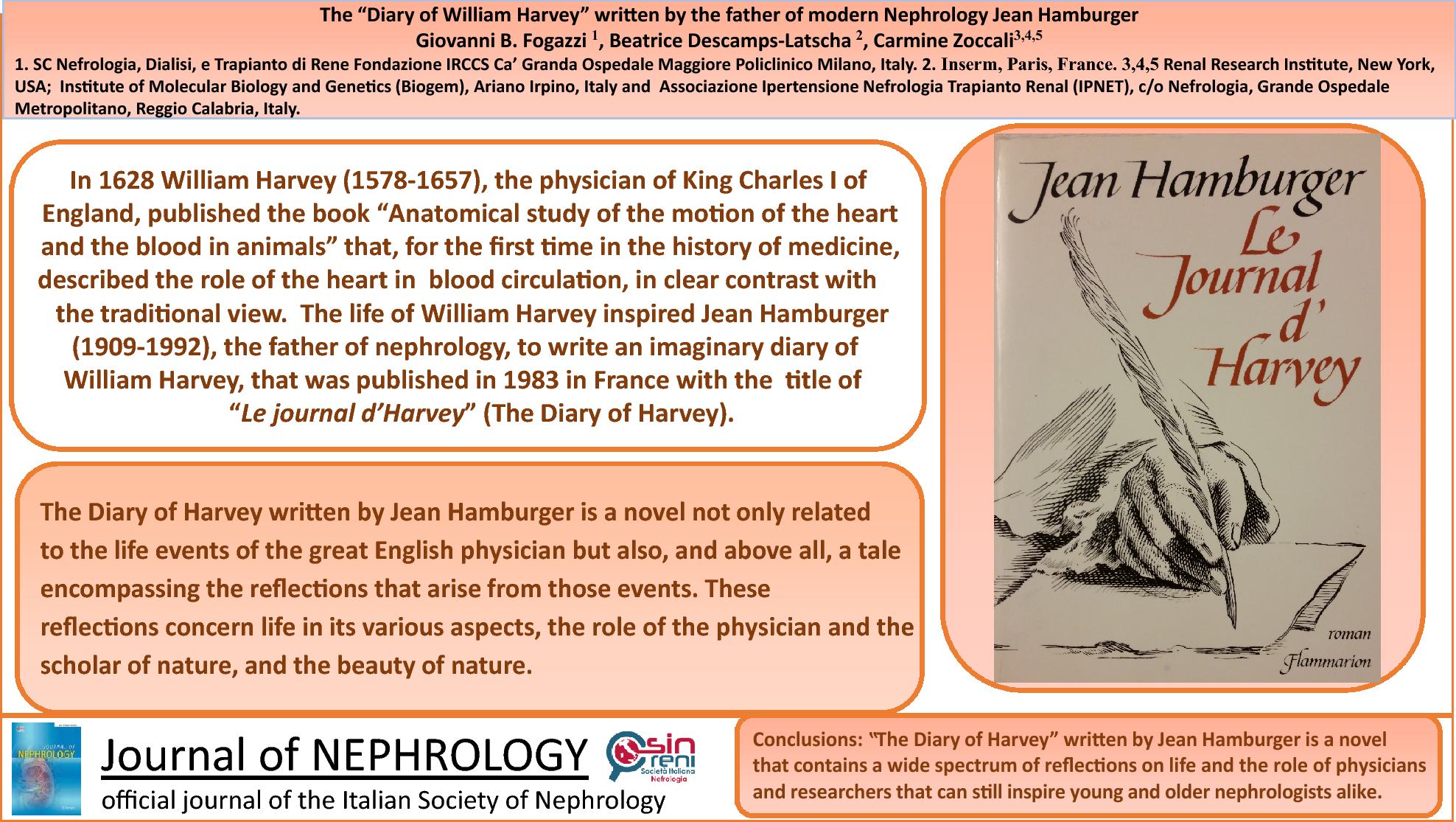 The “Diary of William Harvey” written by the father of modern Nephrology Jean Hamburger