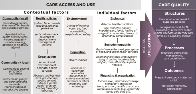 Drivers of care and outcomes for people facing fetal conditions in the United States: a conceptual framework