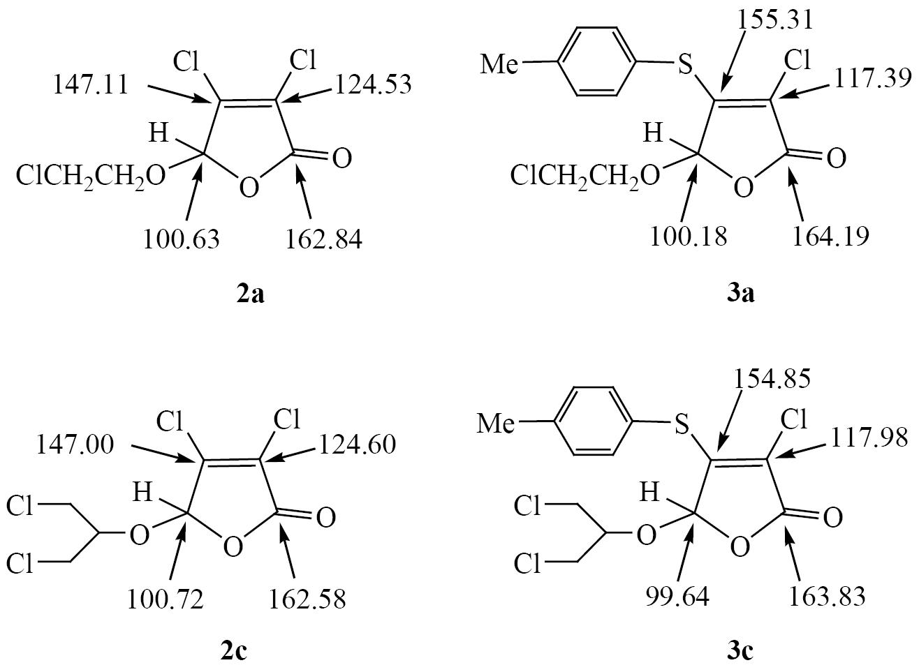 Regioselectivity in the Thiylation Reactions of Tri- and Tetrahalogen 2(5)-Furanone Derivatives