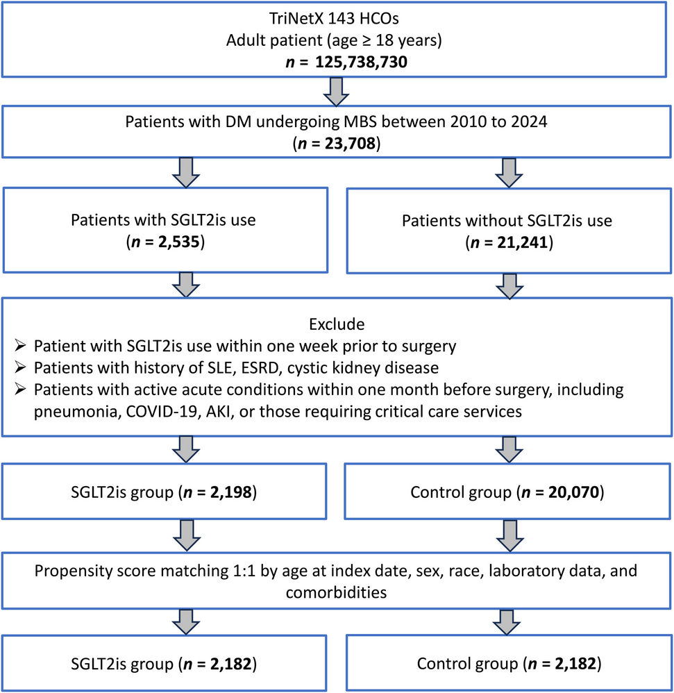 Impact of SGLT2 Inhibitors Use on Risk of Postoperative Acute Kidney Injury Following Metabolic and Bariatric Surgery: A Retrospective Study