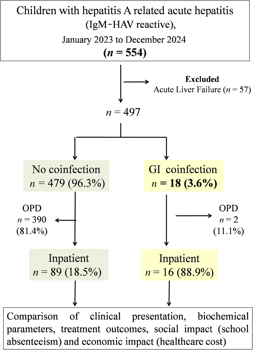 Clinical, economic and social impact of hepatitis A virus: Impact of gastrointestinal co-infections on disease course