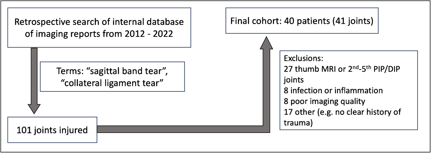 Sagittal band and collateral ligament tears of the lesser metacarpophalangeal joints: association and concurrent soft tissue injuries