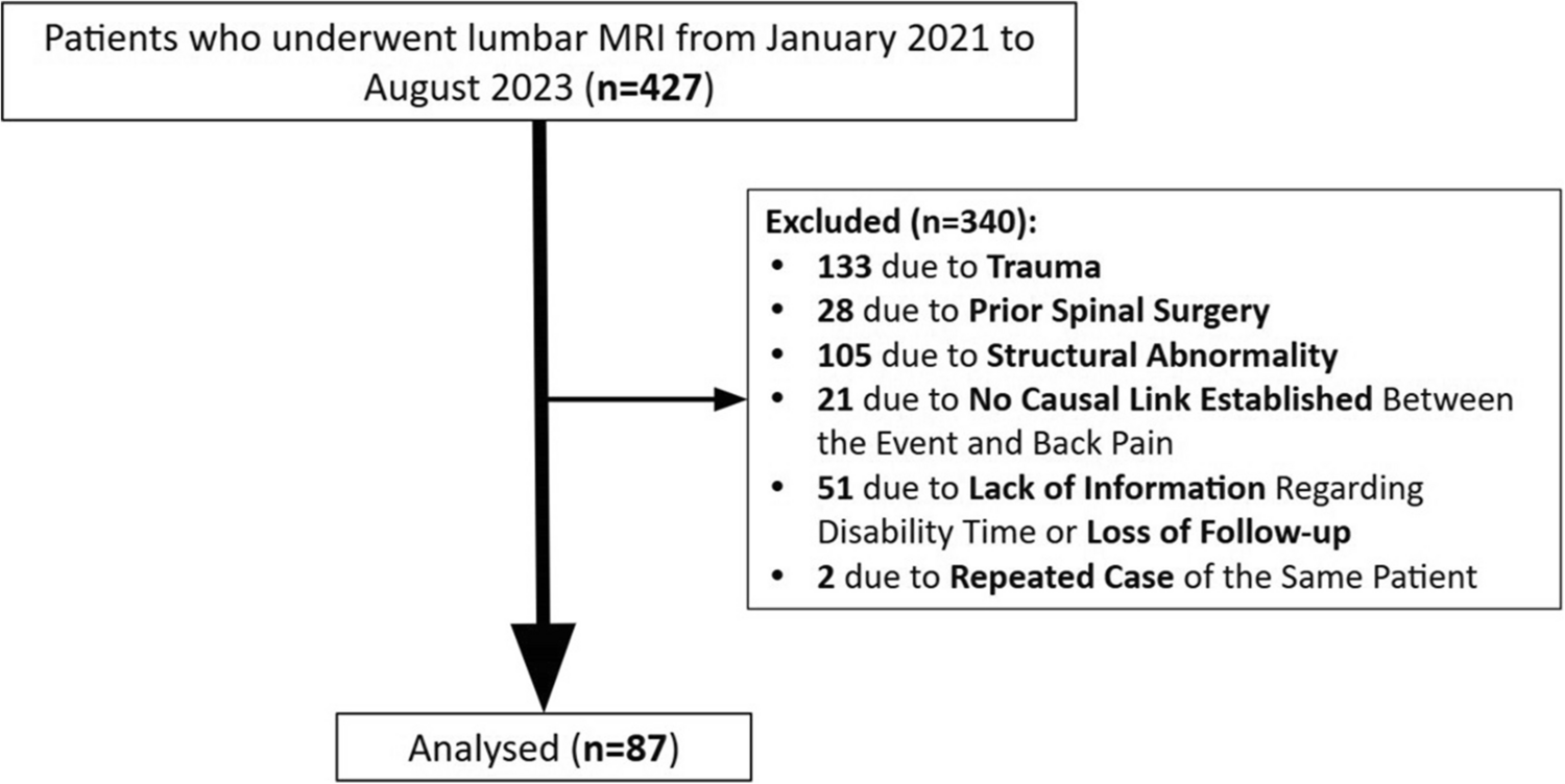 Impact of paravertebral muscular atrophy in acute work-related low back pain: a retrospective cohort study