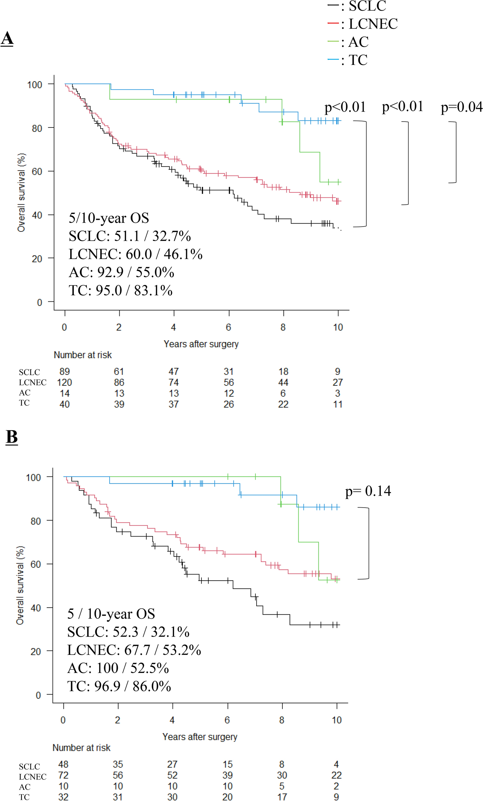 Long-term survival outcome after surgical resection of pulmonary neuroendocrine tumors