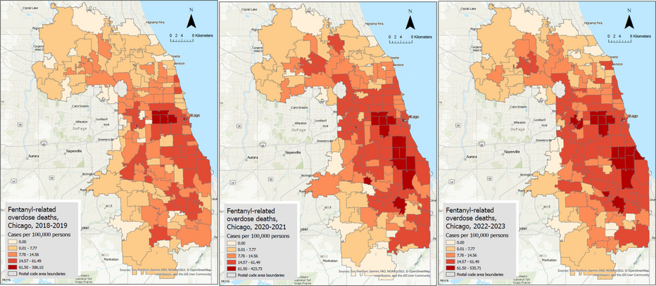 Spatiotemporal Analysis of Fentanyl-Associated Overdose Deaths in Chicago, IL, USA