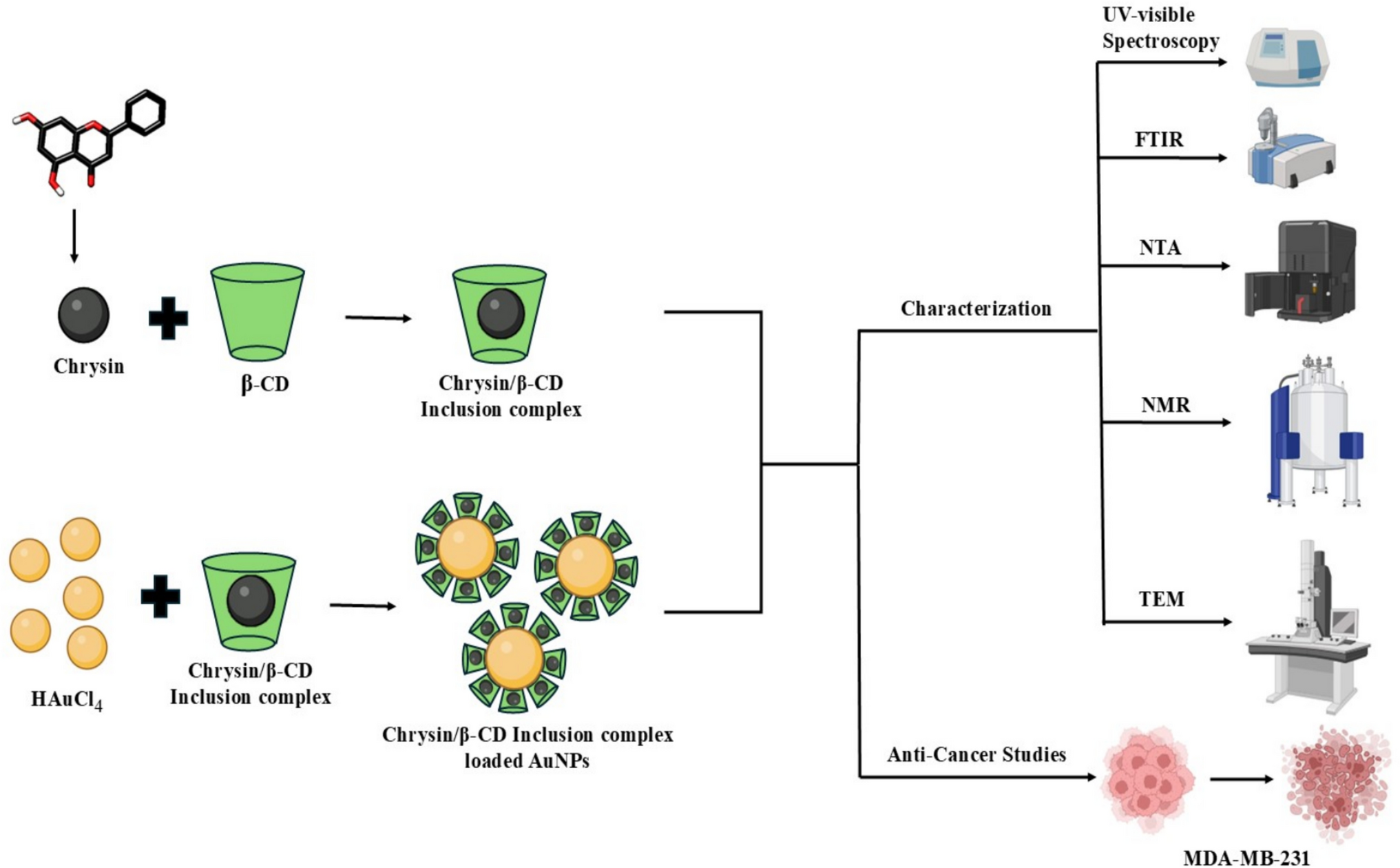 Gold nanoparticles capped with inclusion complex for the delivery of Chrysin in triple-negative breast cancer