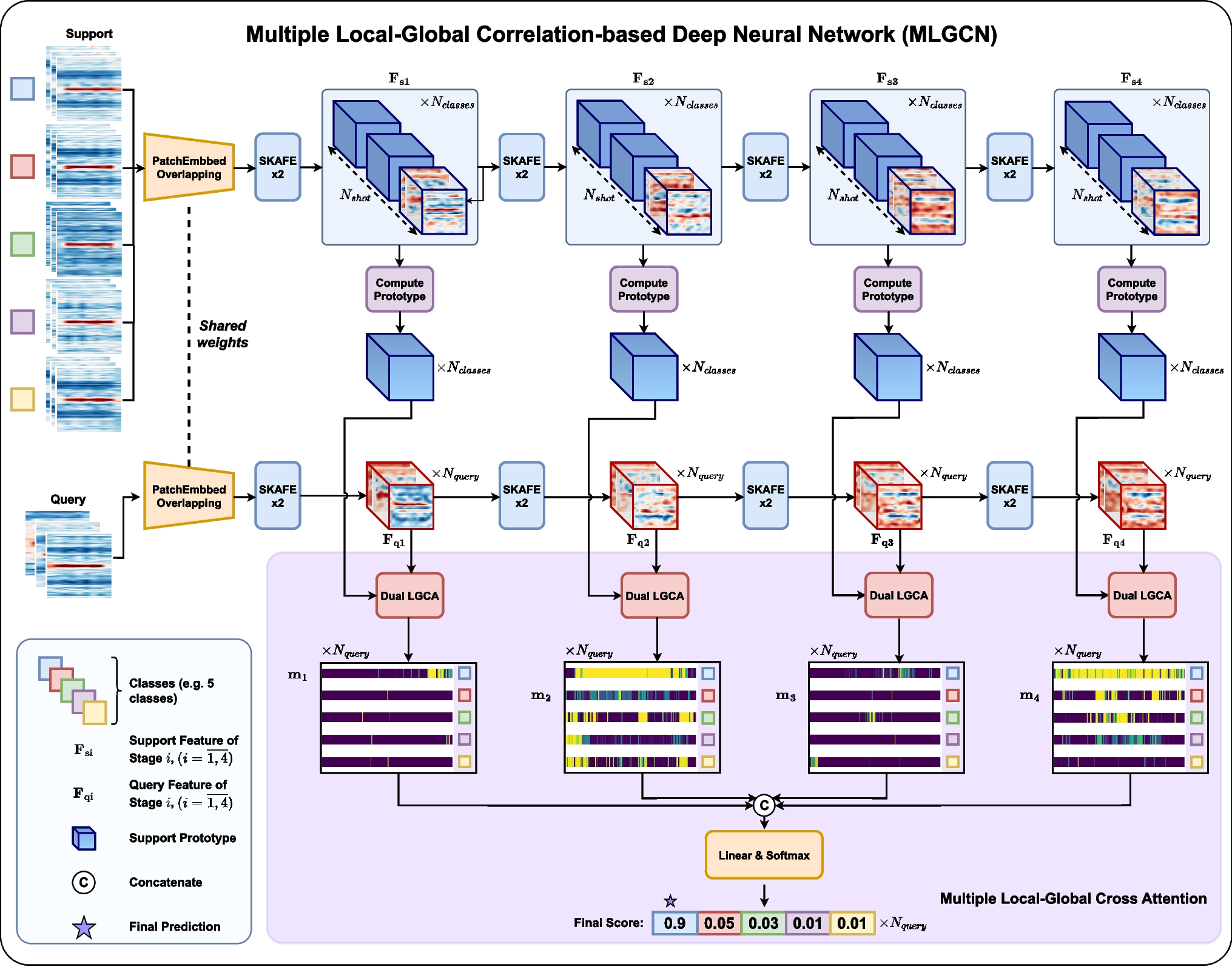 Multiple Local-Global Correlation-Based Deep Neural Network with Selective Kernel Attention for Bearing Fault Diagnosis