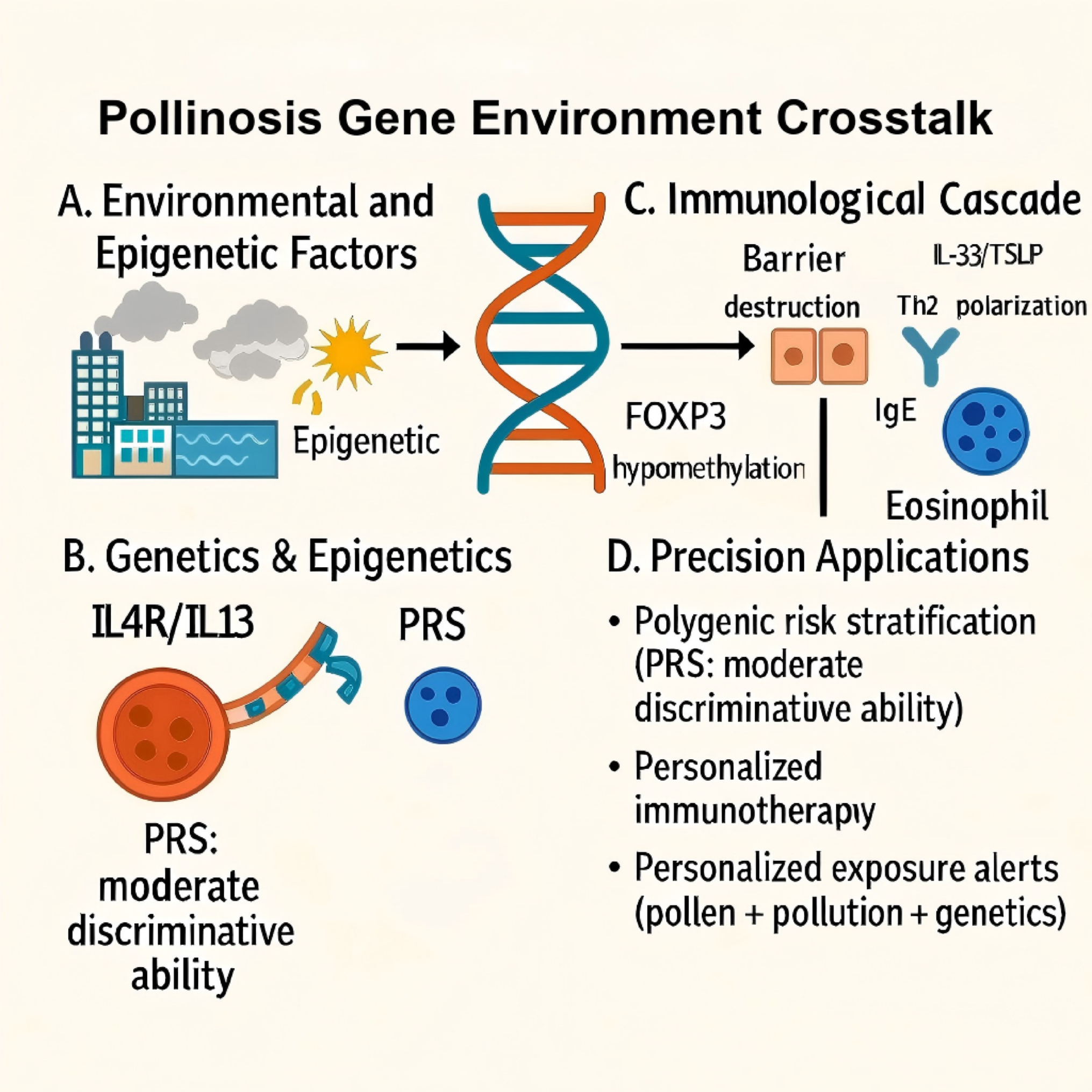 Genetic mechanisms of pollinosis: interactions between genes and environmental factors