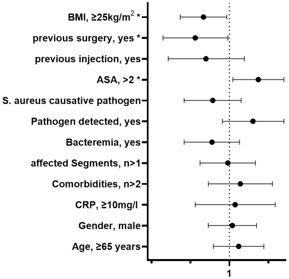 Severe destruction in vertebral osteomyelitis – risk factors and survival