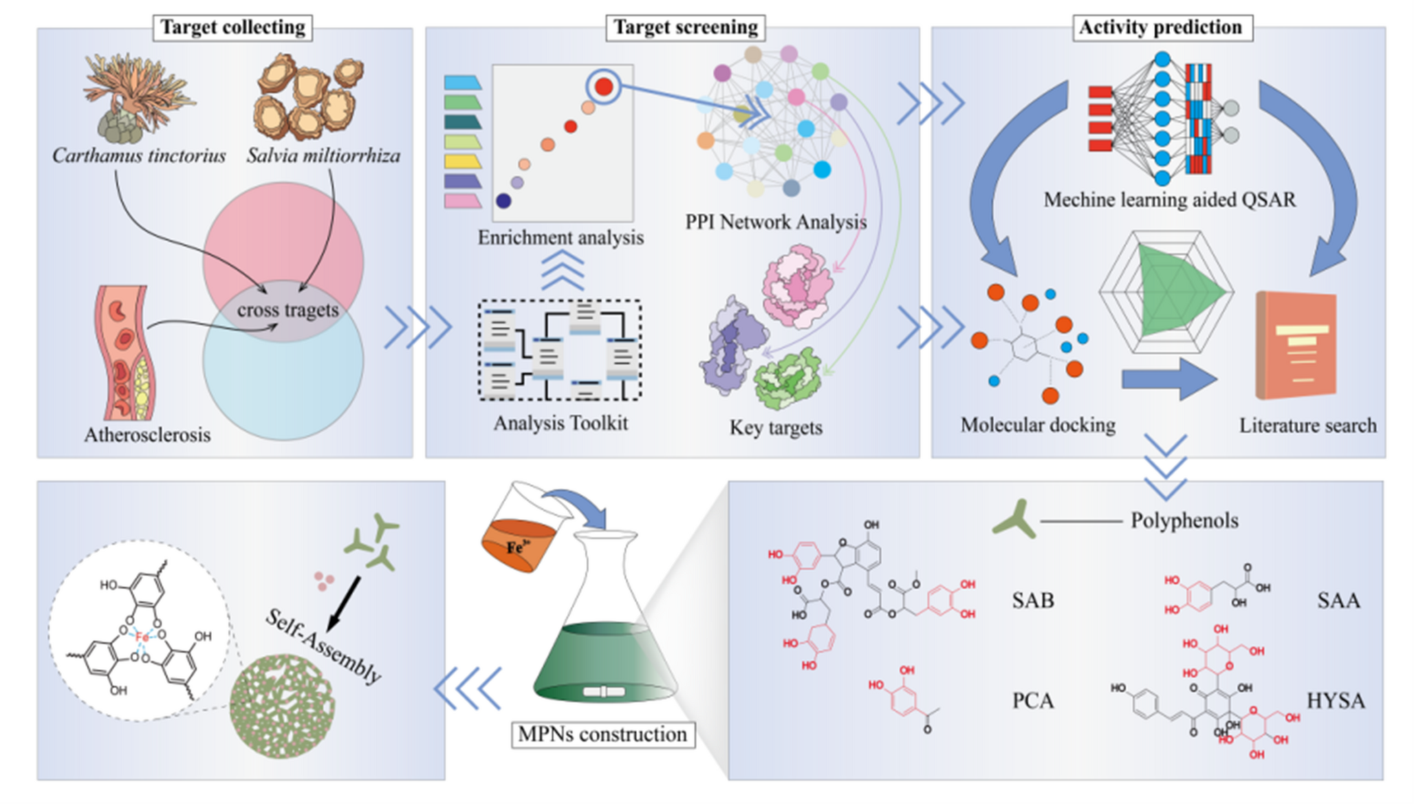 Precision engineering of anti-atherosclerotic herbal nanomedicine: from machine learning-aided active components screening to optimized metal-phenolic network codelivery