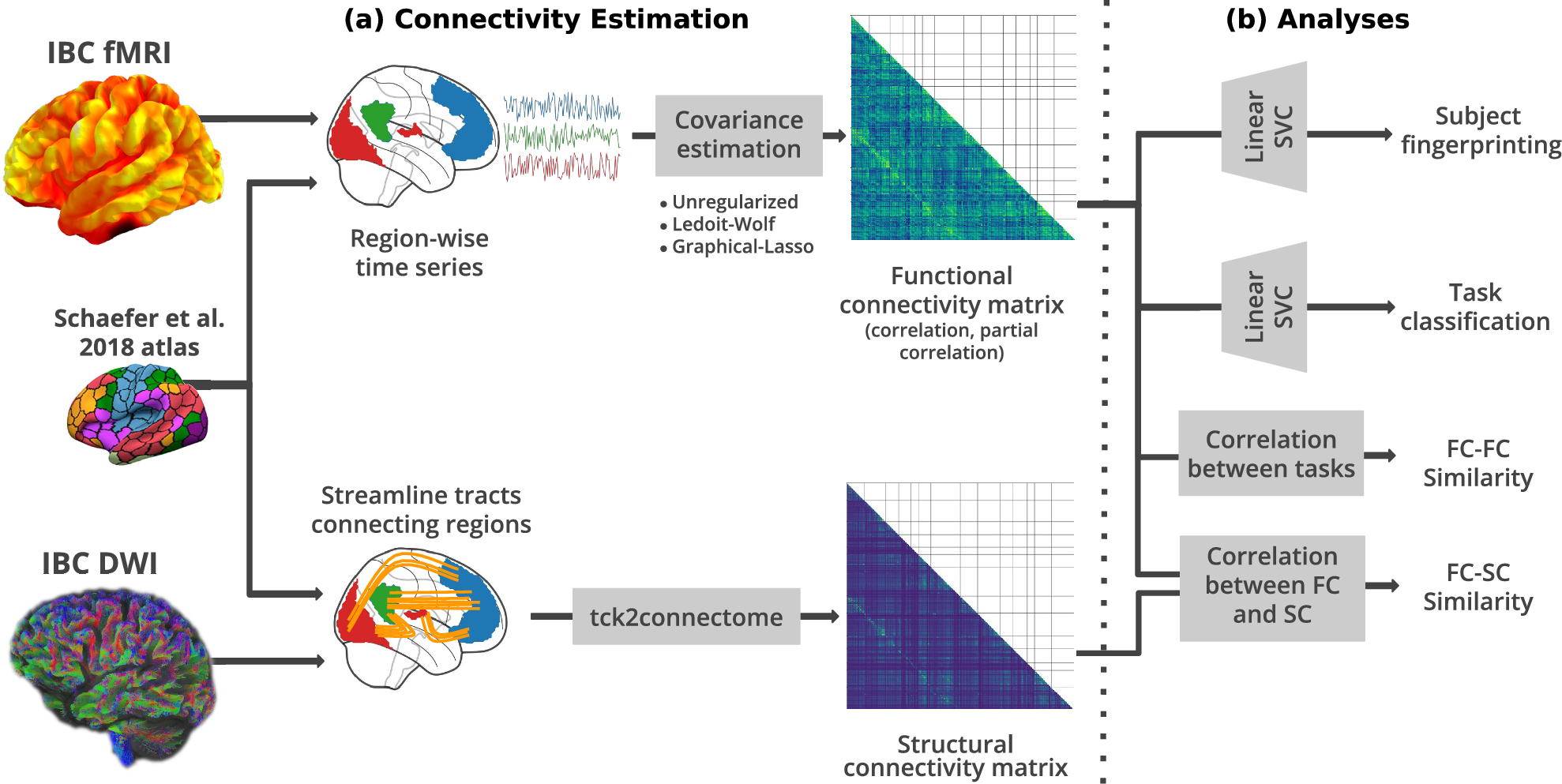 Subject fingerprinting and task classification rely on distinct functional connectivity features
