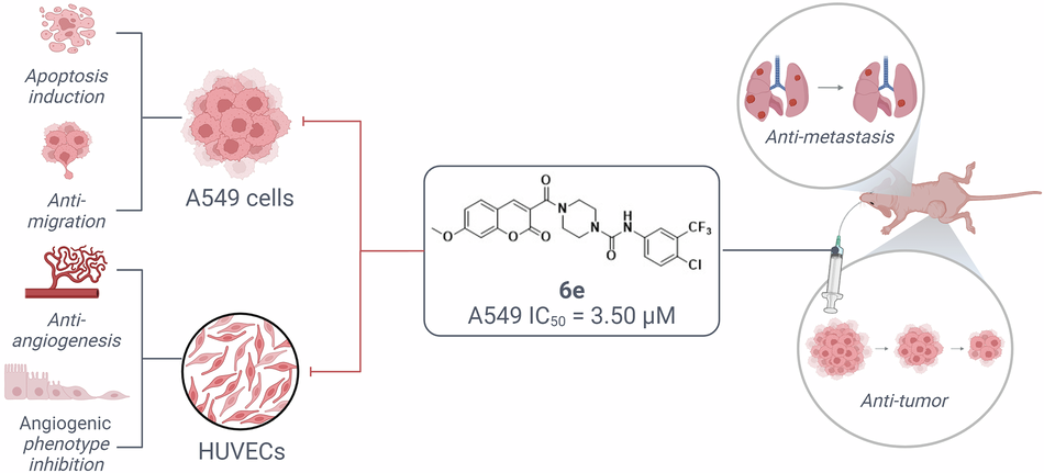 Synthesis and biological evaluation of coumarin-based urea derivatives demonstrating apoptosis-inducing and anti-angiogenic properties for non-small cell lung cancer treatment