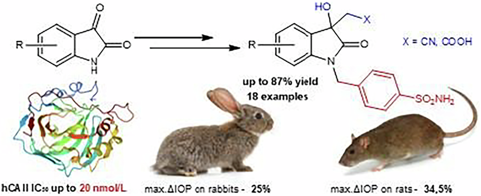 Sulfonamide-substituted oxindoles as inhibitors of carbonic anhydrase II with potential antiglaucoma activity