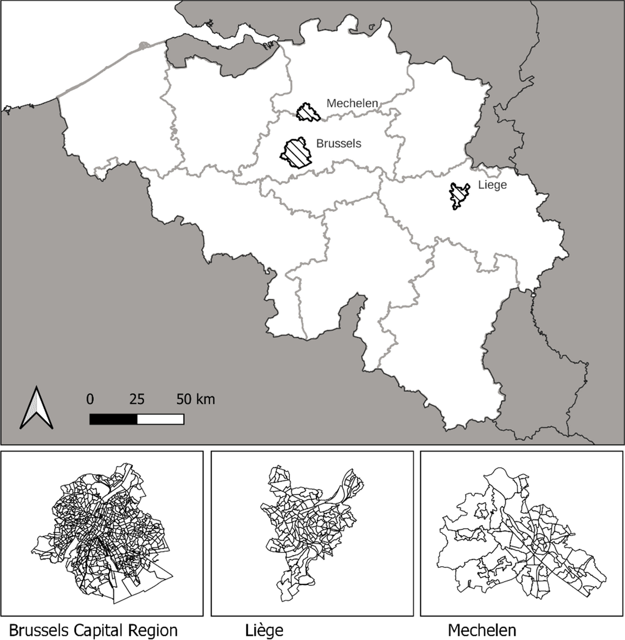Urban and transport planning, air pollution, and green space: health effects in three Belgian cities