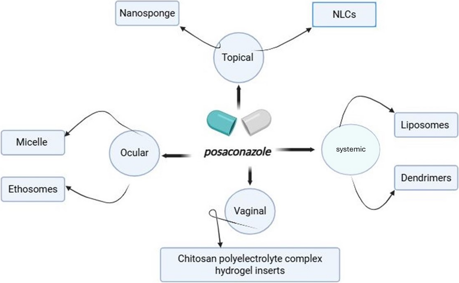 Advanced Strategic Nanocarriers Containing Posaconazole as an Antifungal Drug for the Treatment of Fungal infection, Targeting topical, Ocular, Vaginal, and Systemic Delivery