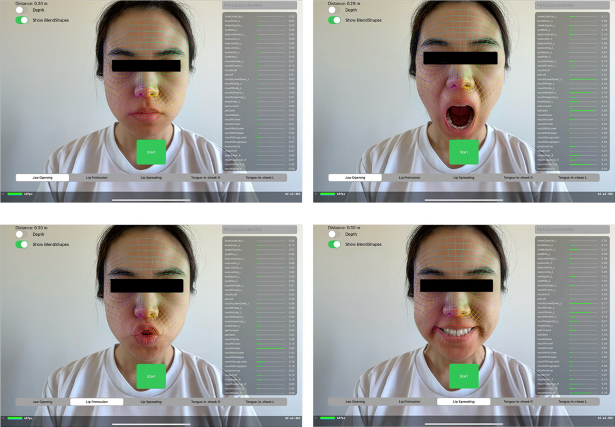 Application of blendshapes in tracking oromotor movements in healthy adults