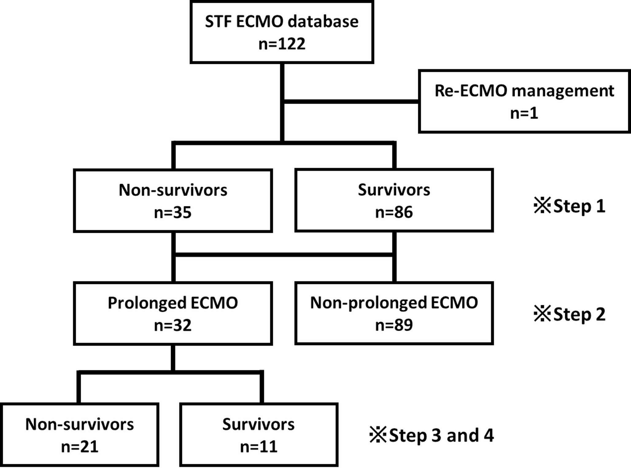 Predictive and prognostic factors for prolonged ECMO: a multicenter retrospective study