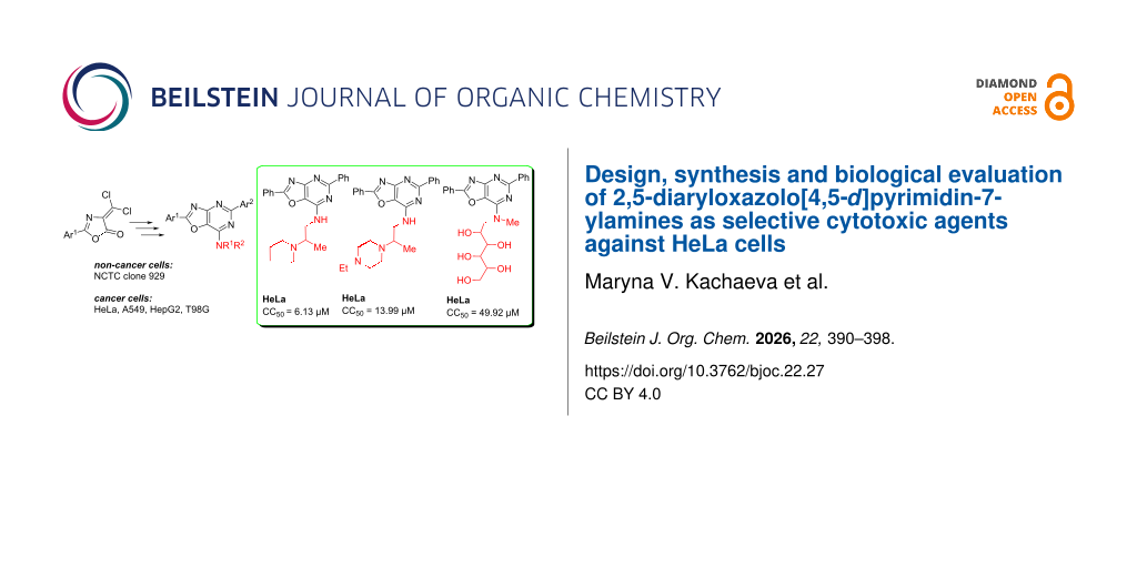Design, synthesis and biological evaluation of 2,5-diaryloxazolo[4,5-d]pyrimidin-7-ylamines as selective cytotoxic agents against HeLa cells