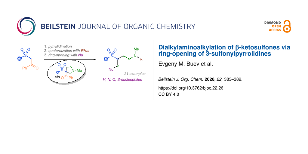 Dialkylaminoalkylation of β-ketosulfones via ring-opening of 3-sulfonylpyrrolidines