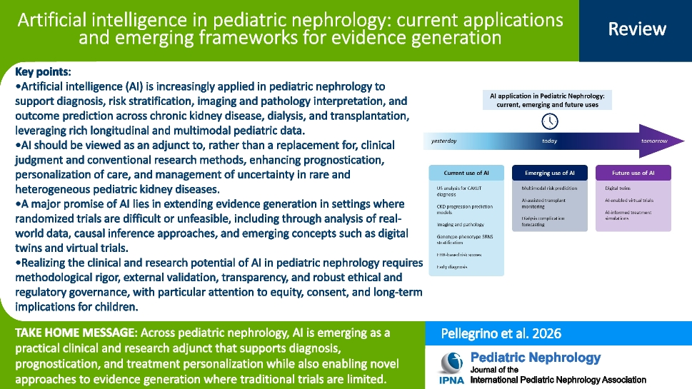 Artificial intelligence in pediatric nephrology: current applications and emerging frameworks for evidence generation