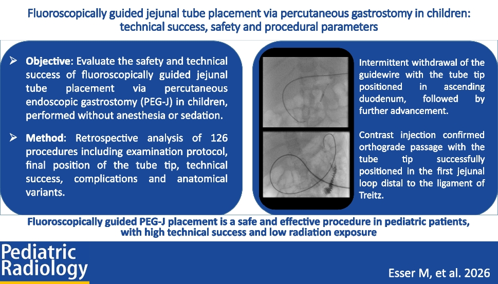 Fluoroscopically guided jejunal tube placement via percutaneous gastrostomy in children: technical success, safety, and procedural parameters