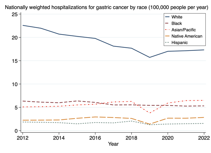Hospital-based gastric cancer outcomes in the United States (2003–2022): racial and regional disparities