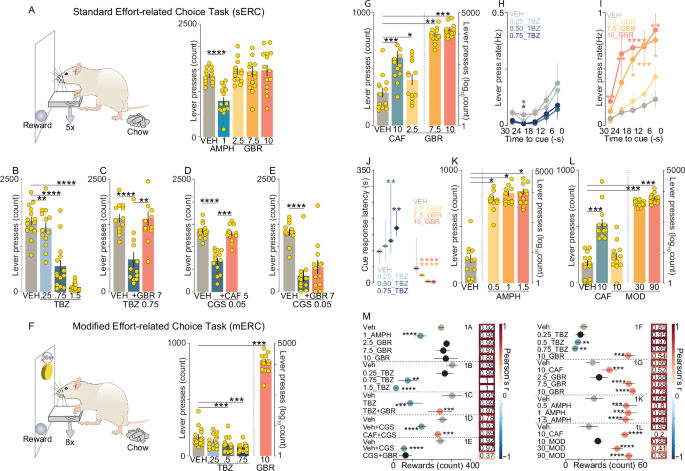 Effort, timing and choice: a refined rodent effort choice task with excellent sensitivity to dopamine modulators