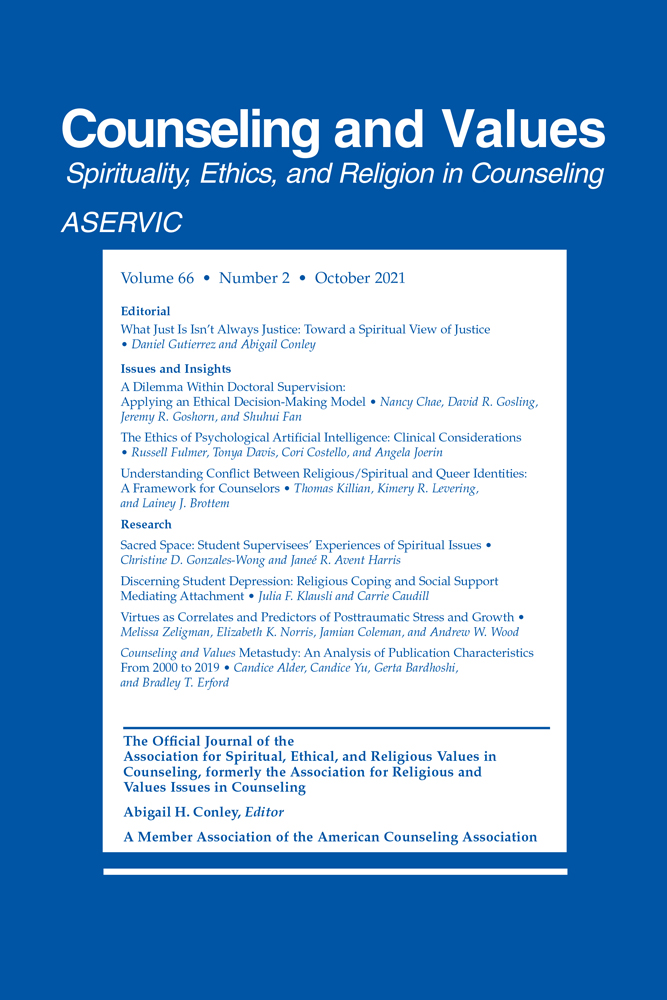 Counseling and Values Metastudy: An Analysis of Publication Characteristics From 2000 to 2019