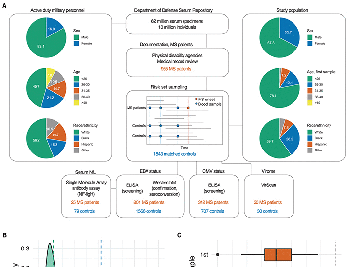 Longitudinal analysis reveals high prevalence of Epstein-Barr virus associated with multiple sclerosis