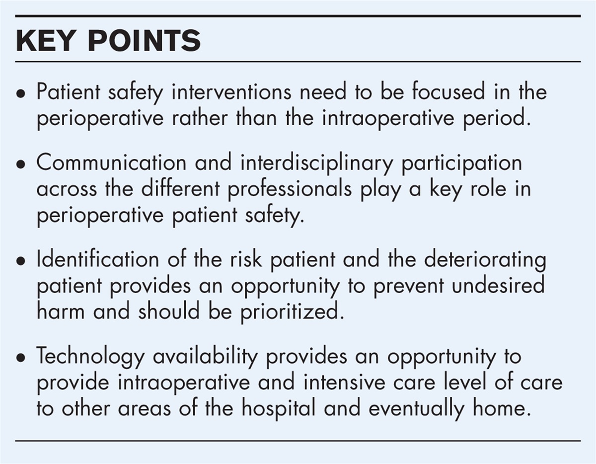 Extension of patient safety initiatives to perioperative care