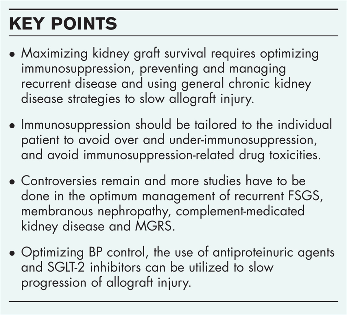How to maximize graft survival