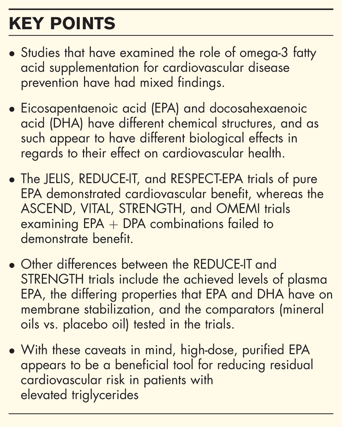 Eicosapentaenoic acid vs. docosahexaenoic acid for the prevention of cardiovascular disease