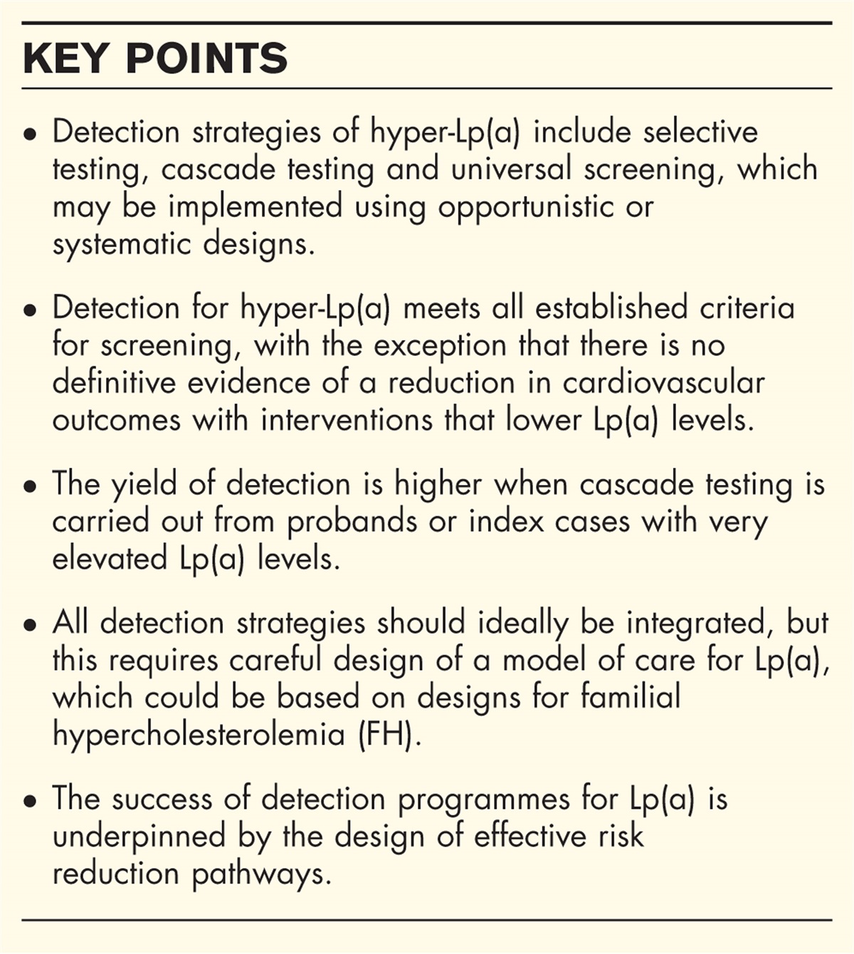 Detection strategies for elevated lipoprotein(a): will implementation let the genie out of the bottle?