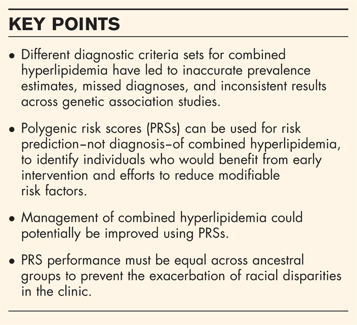The clinical utility of polygenic risk scores for combined hyperlipidemia
