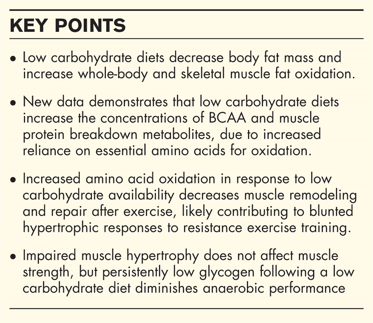 Low carbohydrate availability impairs hypertrophy and anaerobic performance