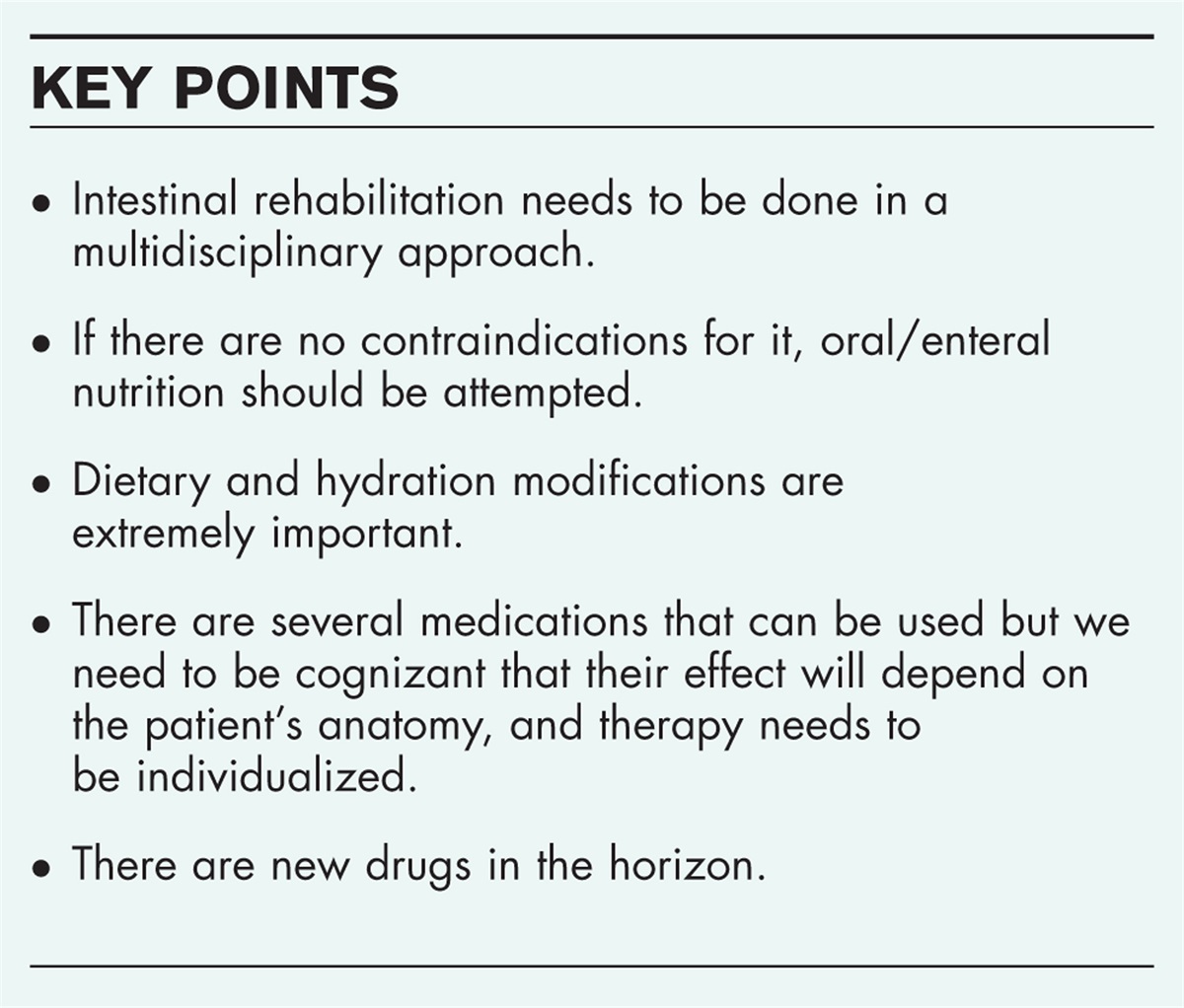 Medical intestinal rehabilitation