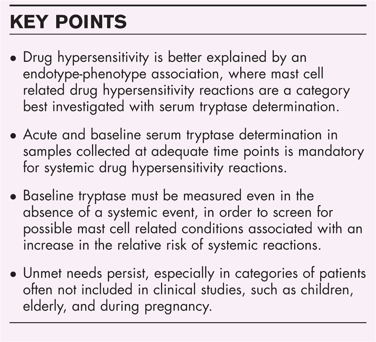 Serum tryptase and drug hypersensitivity: why, how and what? A systematic review
