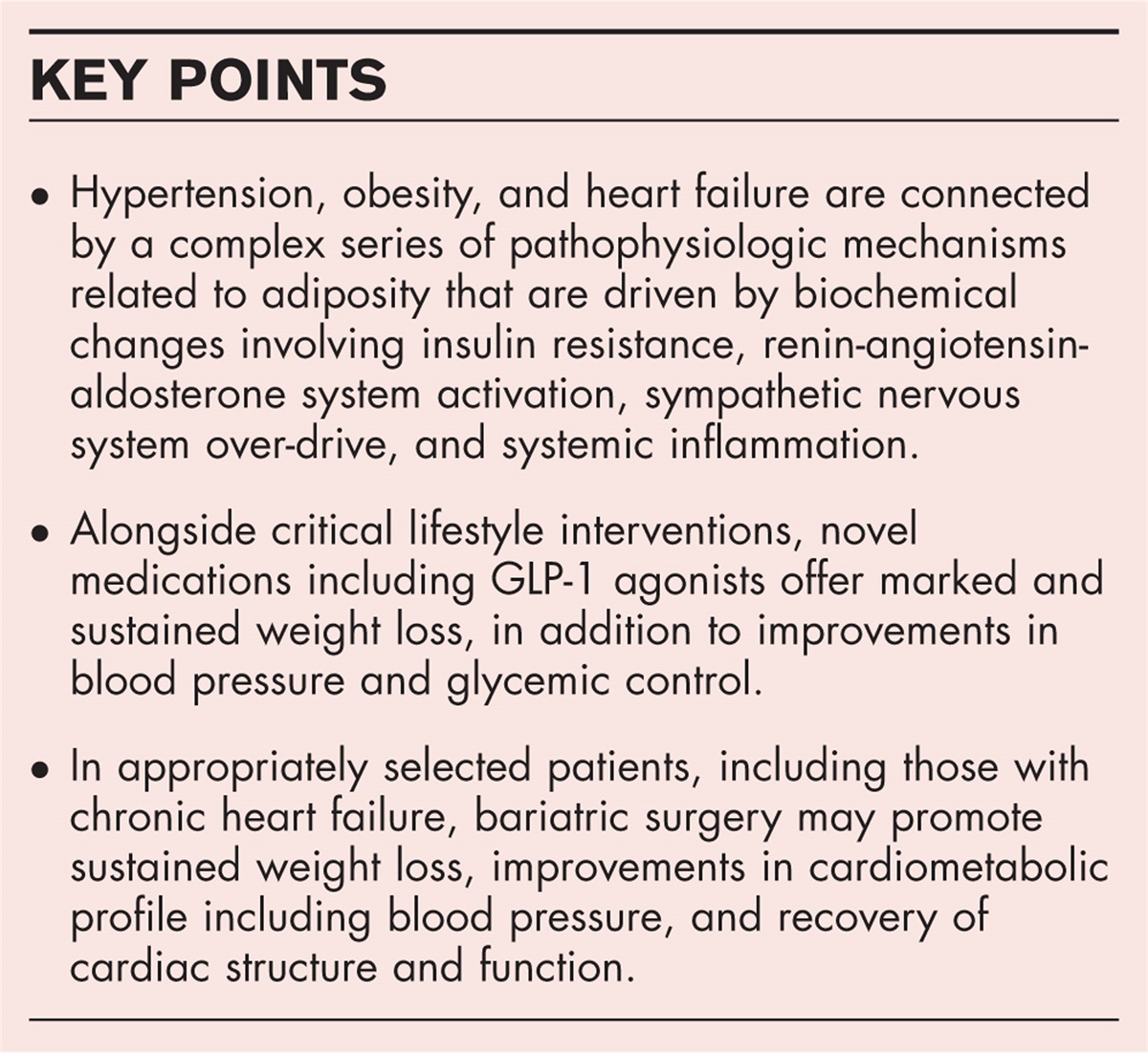 Clinical considerations and pathophysiological associations among obesity, weight loss, heart failure, and hypertension