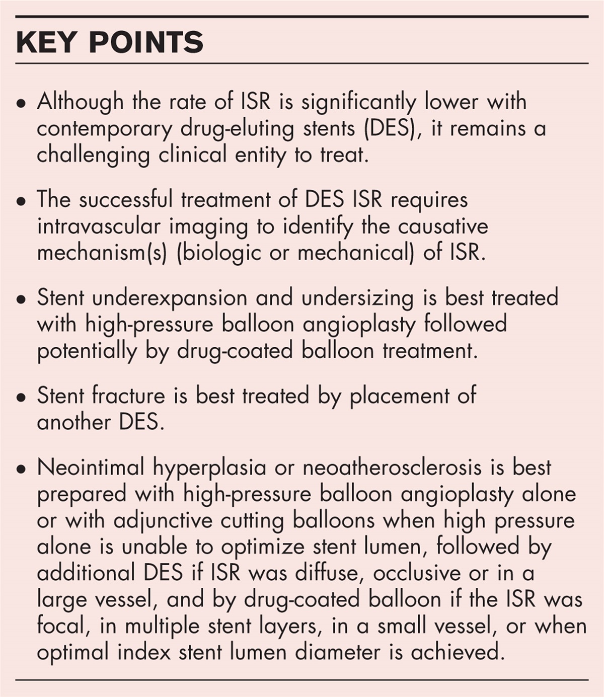 Evaluation and management of drug-eluting stent in-stent restenosis
