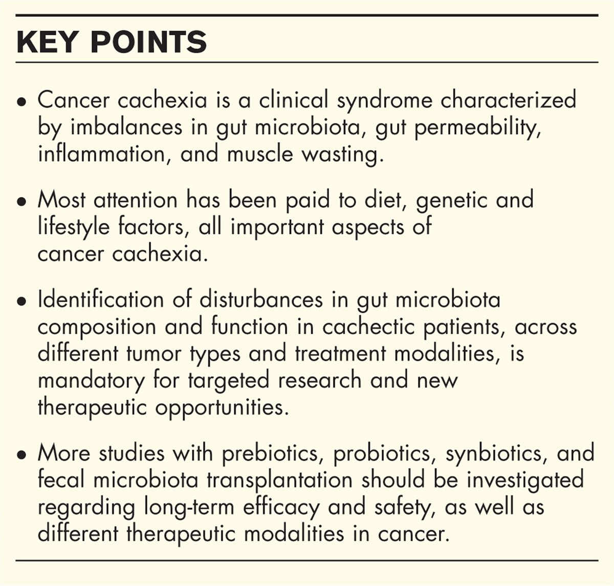 Understanding the gut microbiota in cancer cachexia