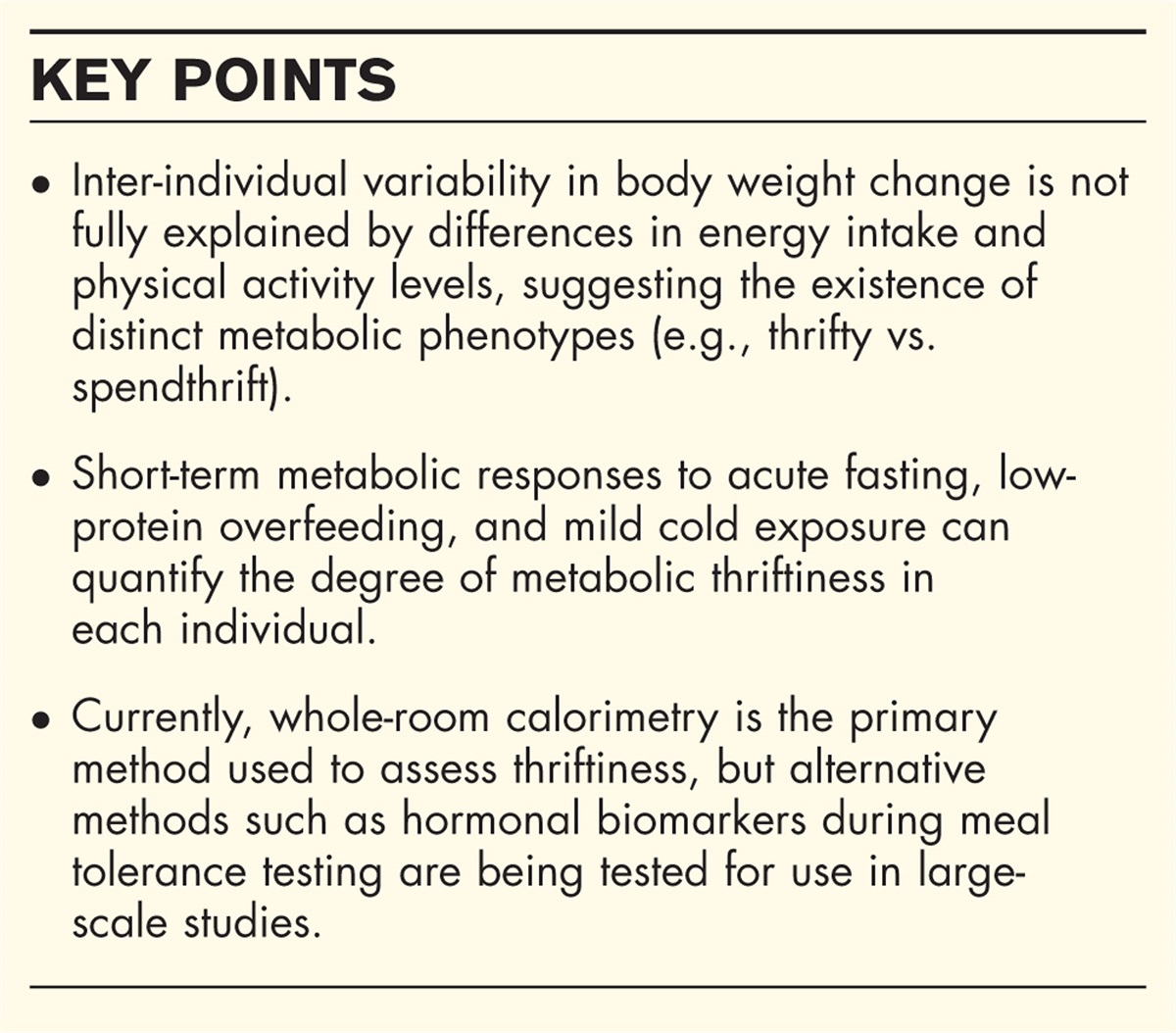 How can we assess “thrifty” and “spendthrift” phenotypes?